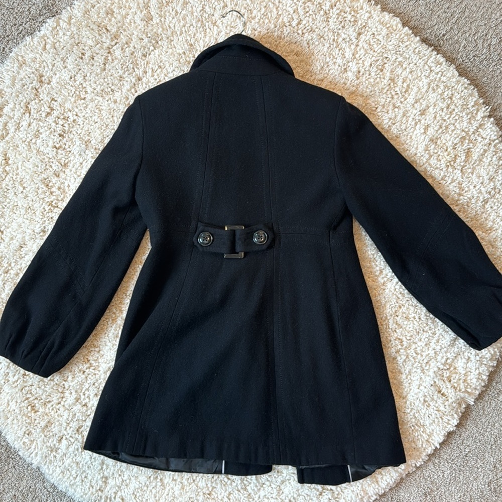 Jessica Simpson Wool Blend Collared Long Sleeve Button Front Coat Black Medium - Picture 8 of 9